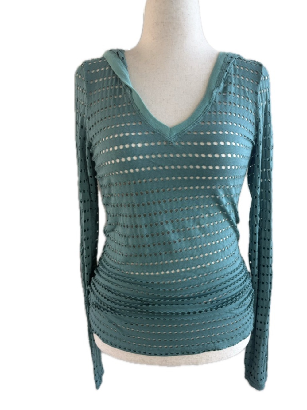 Hard Tail | Long Sleeve Holey Hoodie| Green/Teal | size M | Very Good Condition